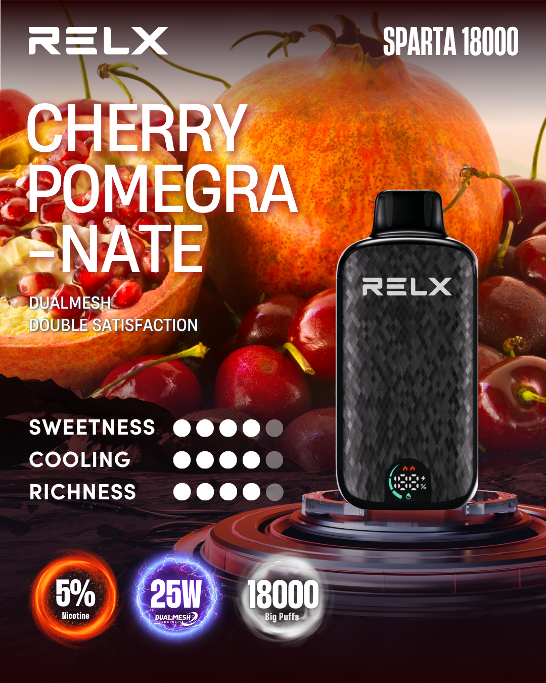 RELX Sparta 18000 Puffs - Cherry Pomegranate