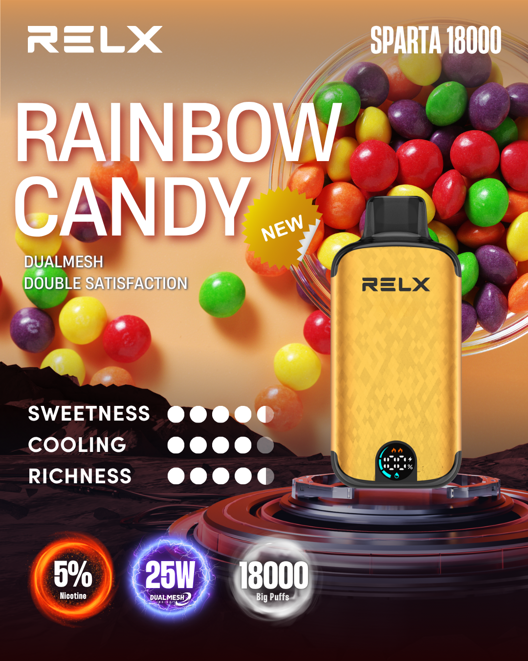 RELX Sparta 18000 Puffs - Rainbow Candy
