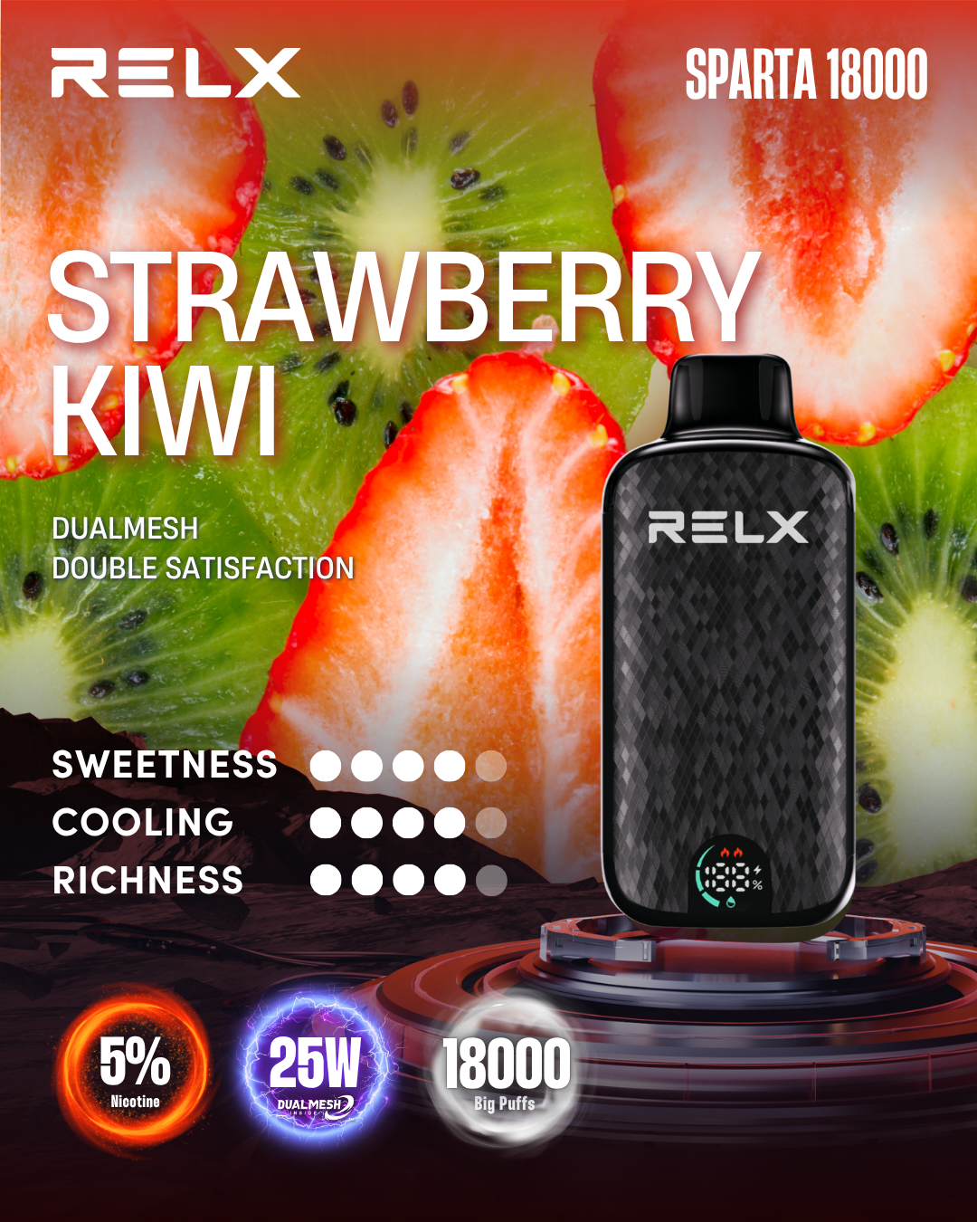 RELX Sparta 18000 Puffs - Strawberry Kiwi