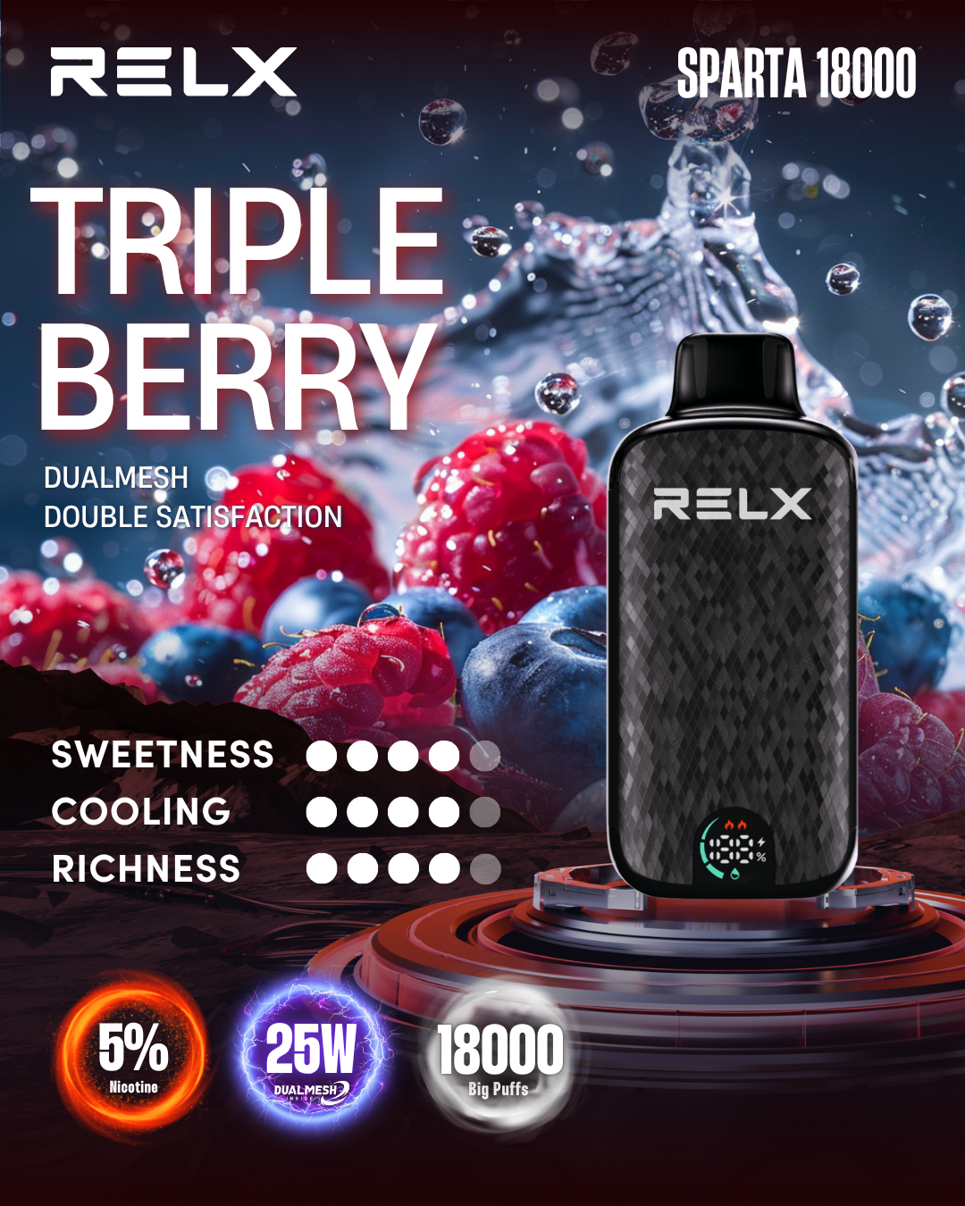 RELX Sparta 18000 Puffs - Triple Berry
