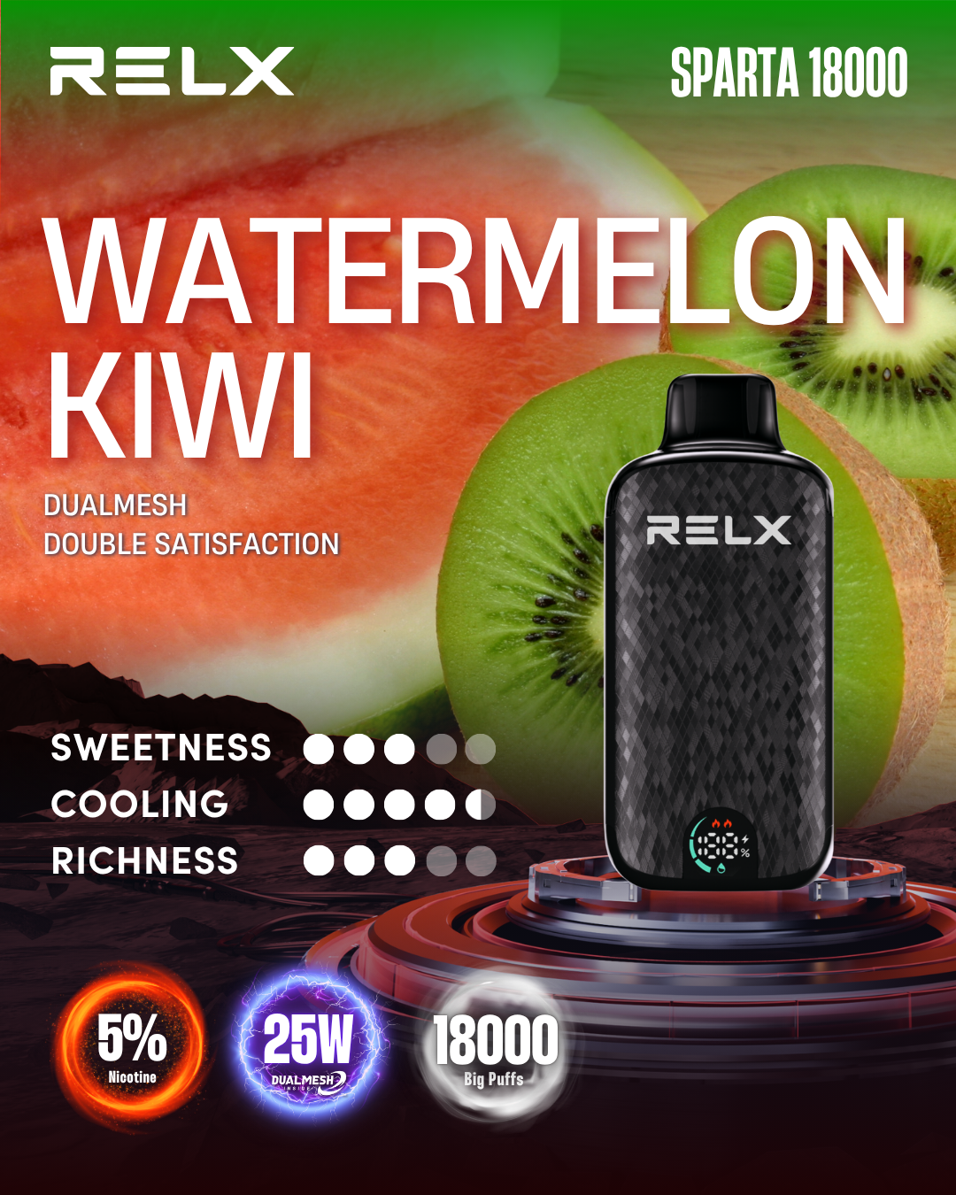 RELX Sparta 18000 Puffs - Watermelon Kiwi