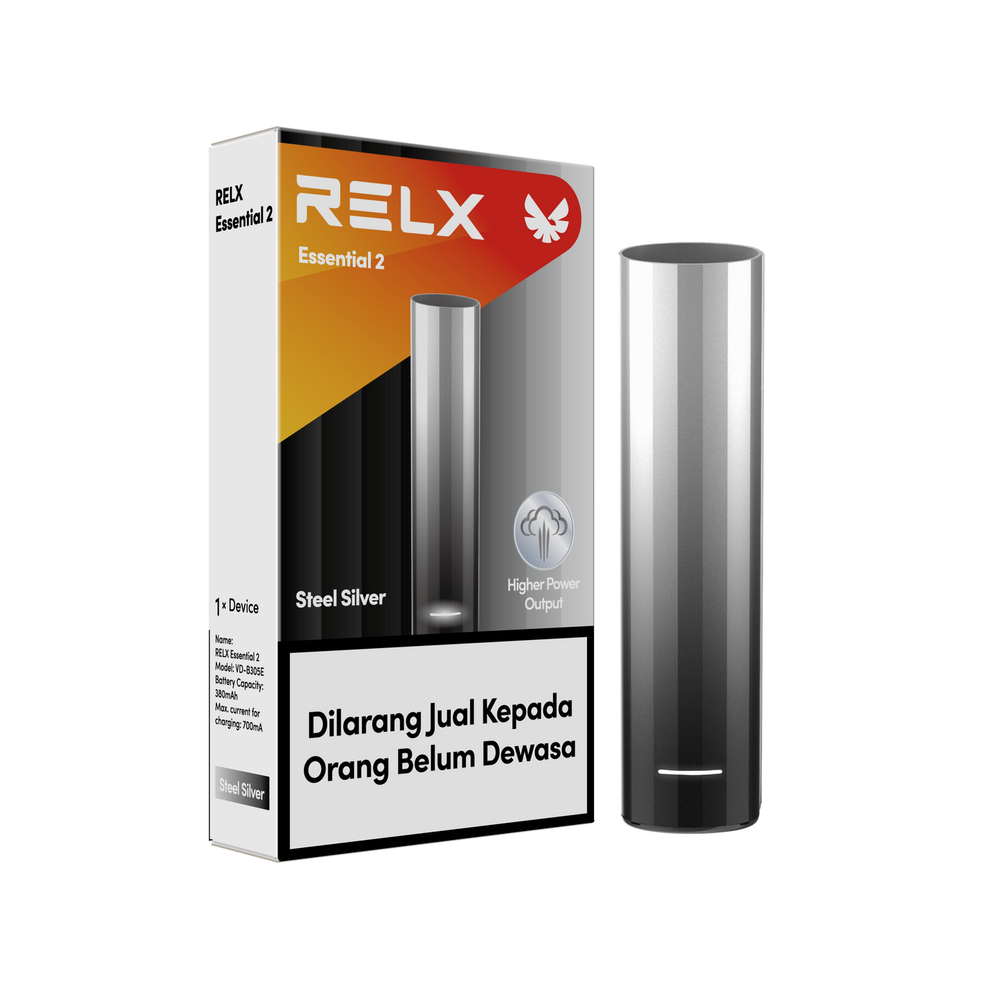 RELX Essential Device 2 – Steel Silver colour, premium pod vape kit for RELX cartridges. VapingPuff offers Melbourne same-day delivery & fast Australia-wide express.