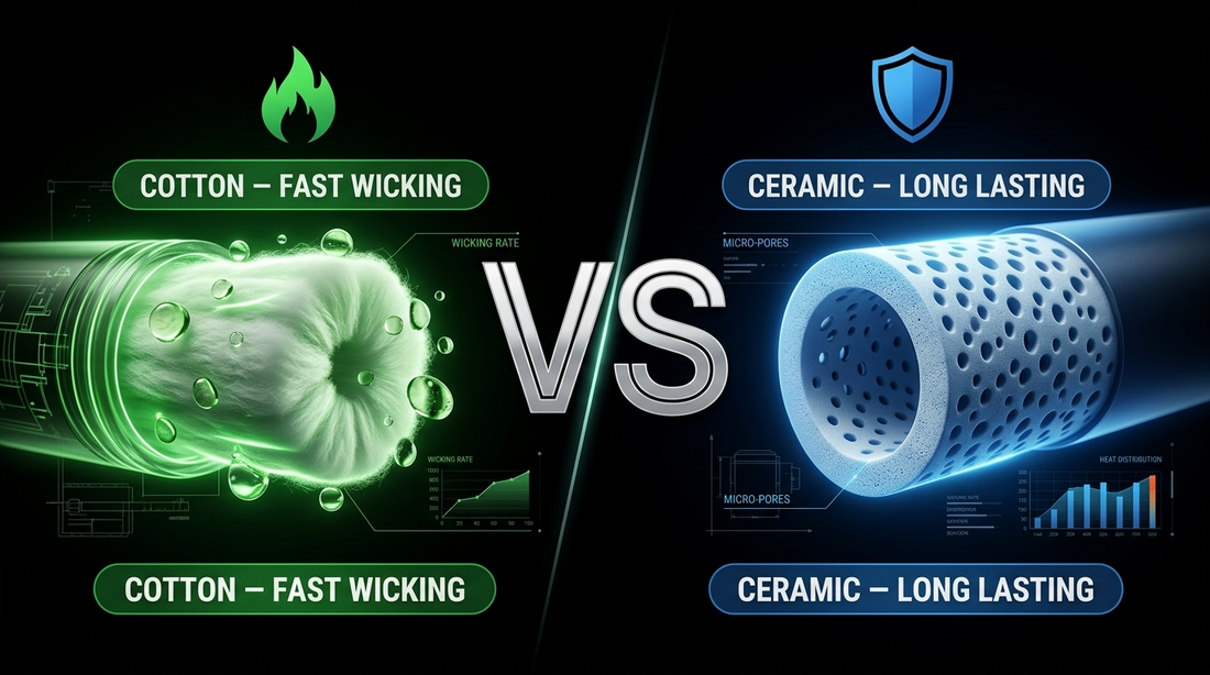Cotton vs Ceramic Vape Coils: Differences, Pros, Cons & How to Choose