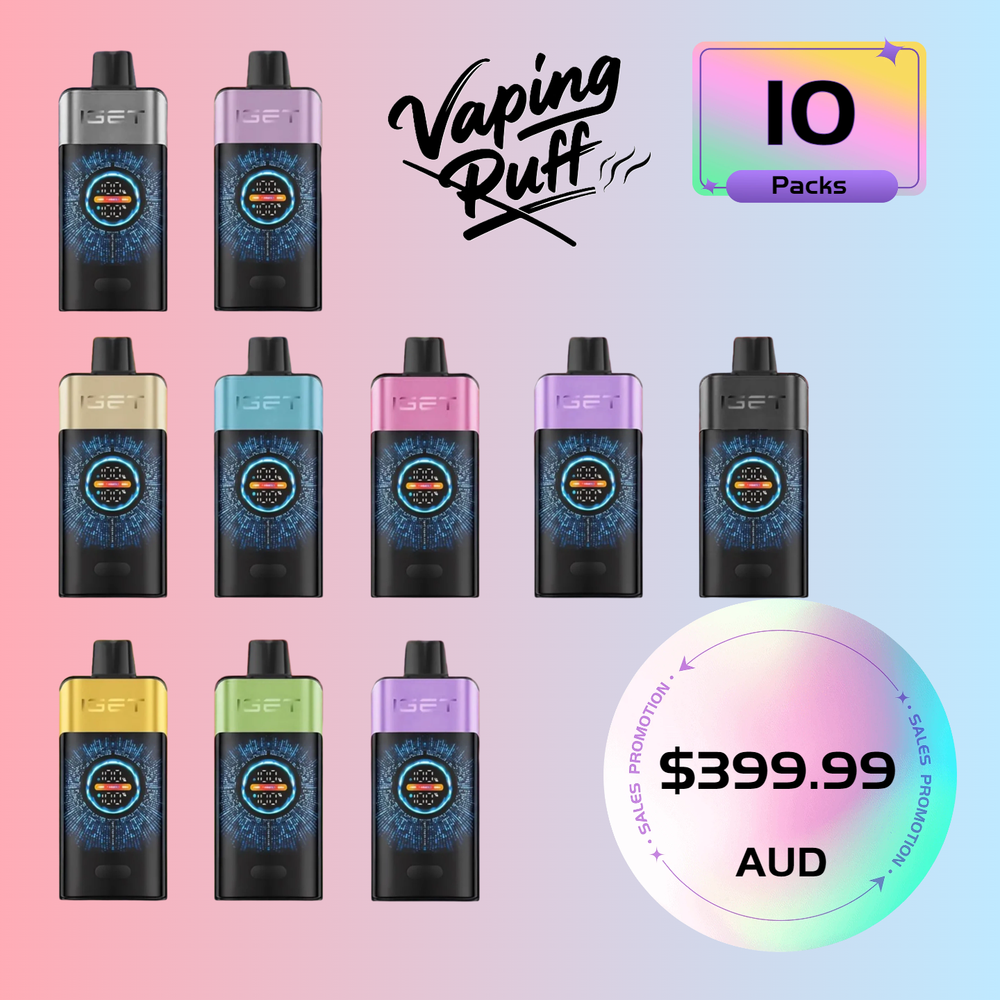10 x IGET One 12000 Puffs $399.99 AUD