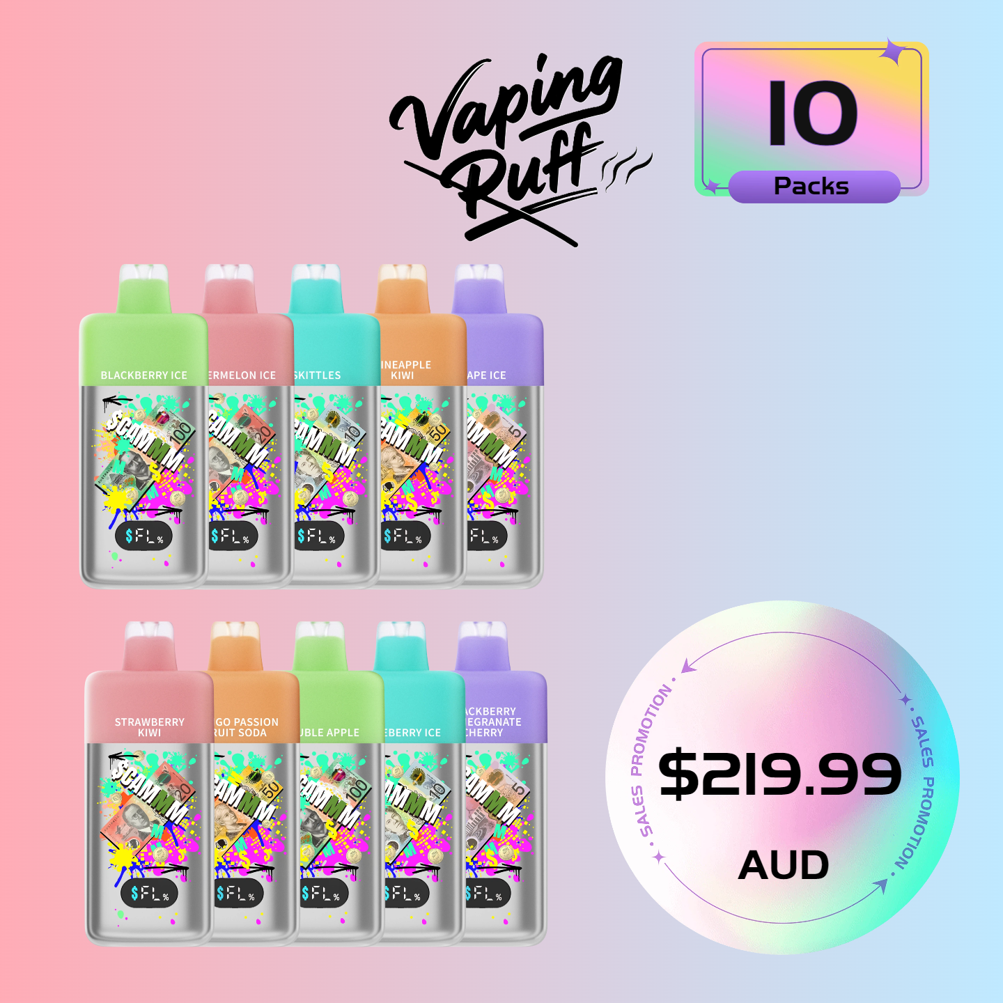 10 x Scam 15000 Puffs $219.99 AUD