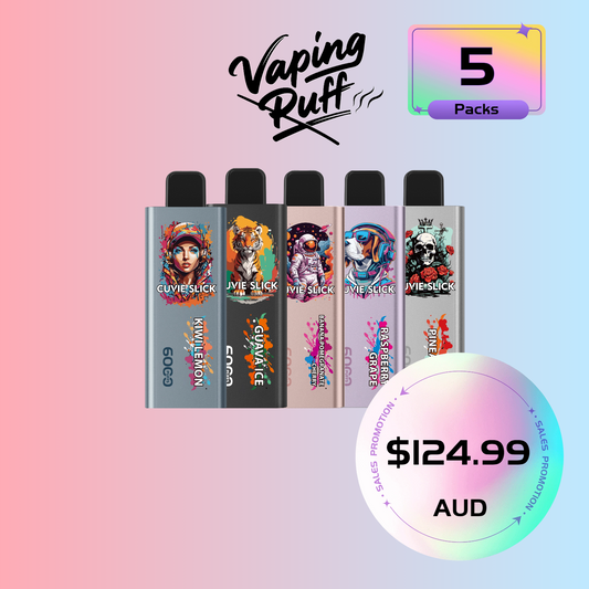 5 x HQD SLICK 6000 puffs $124.99 AUD