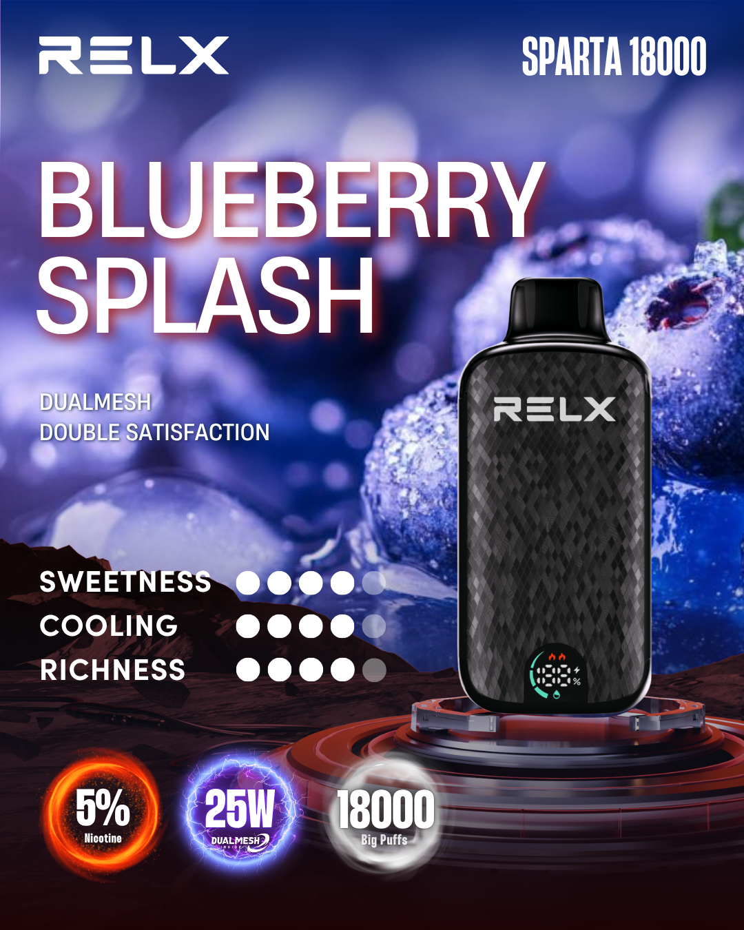 RELX Sparta 18000 Puffs - Blueberry Splash
