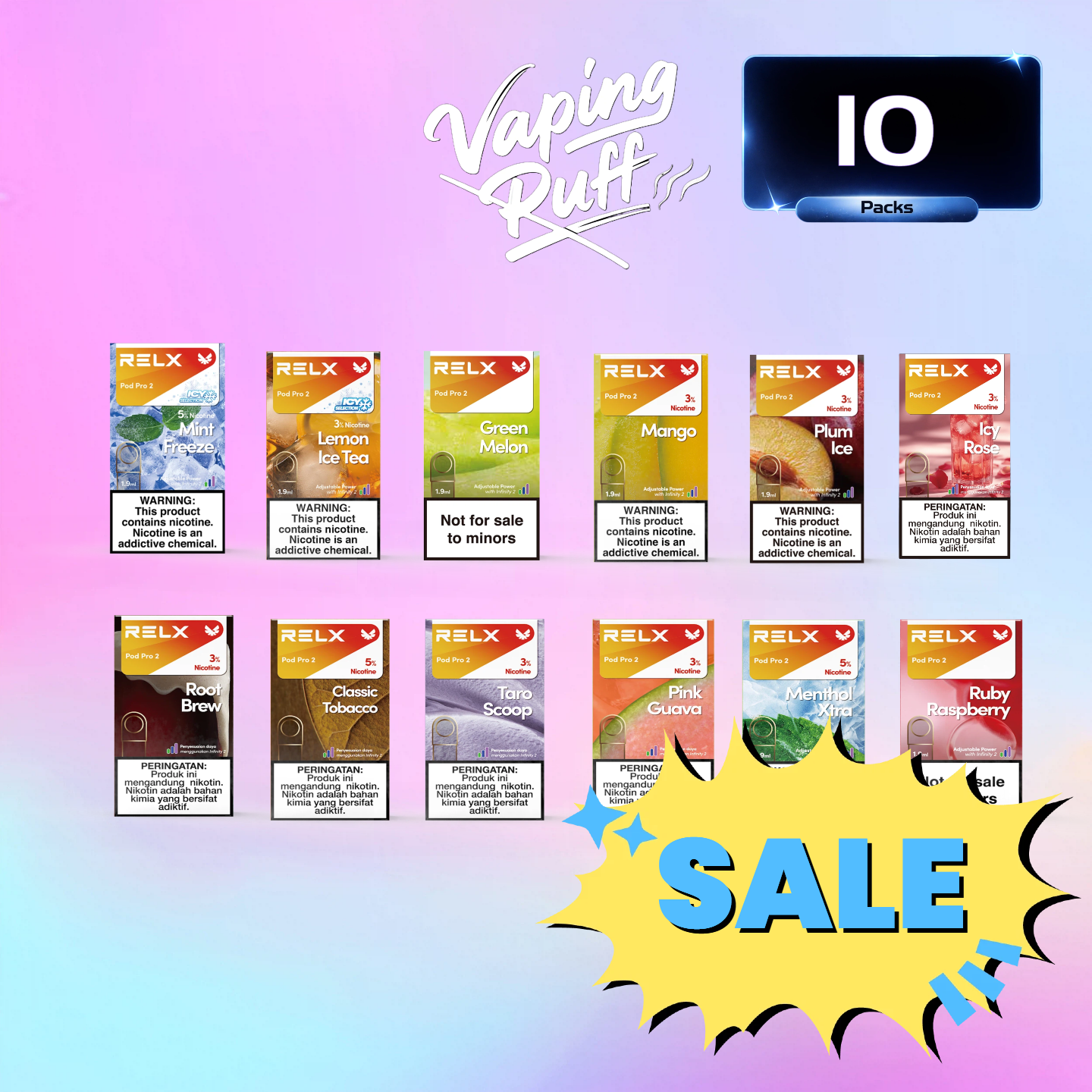 Clearance Sale –  10 × Relx Pods $81.59 AUD