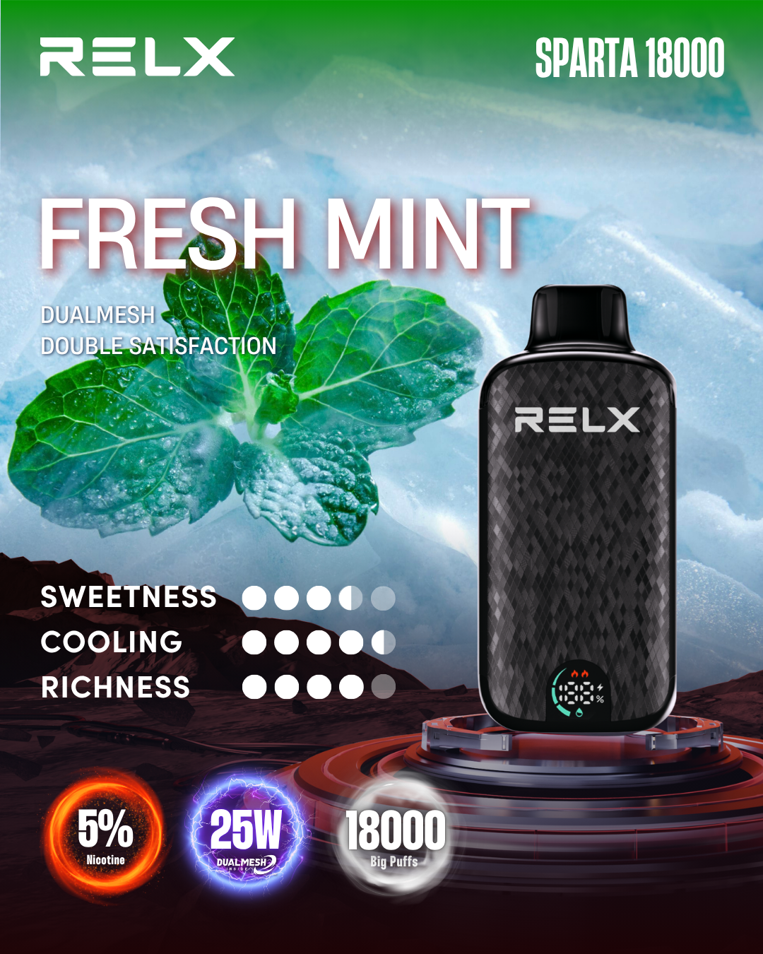 RELX Sparta 18000 Puffs - Fresh Mint