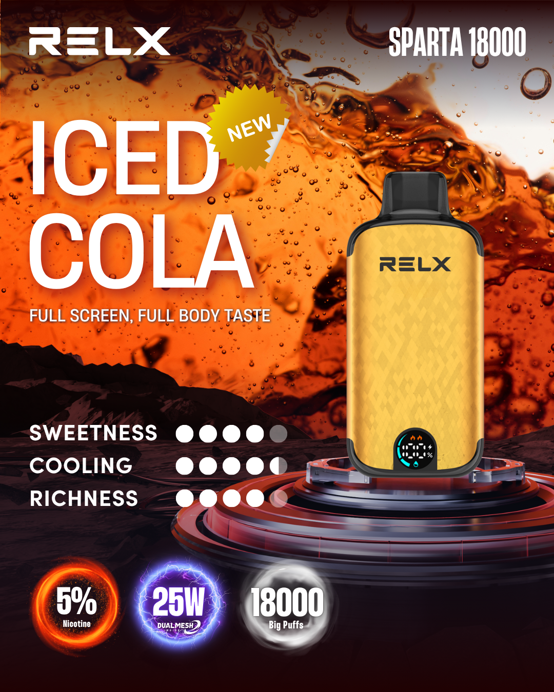 RELX Sparta 18000 Puffs - Iced Cola