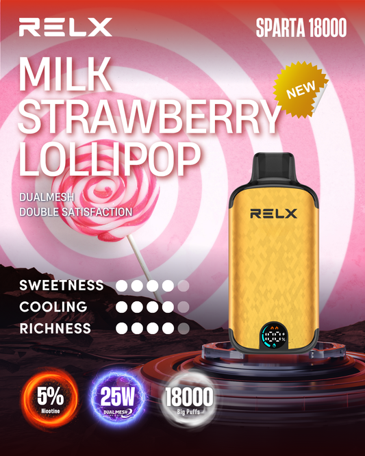 RELX Sparta 18000 Puffs - Milk Strawberry Lollipop