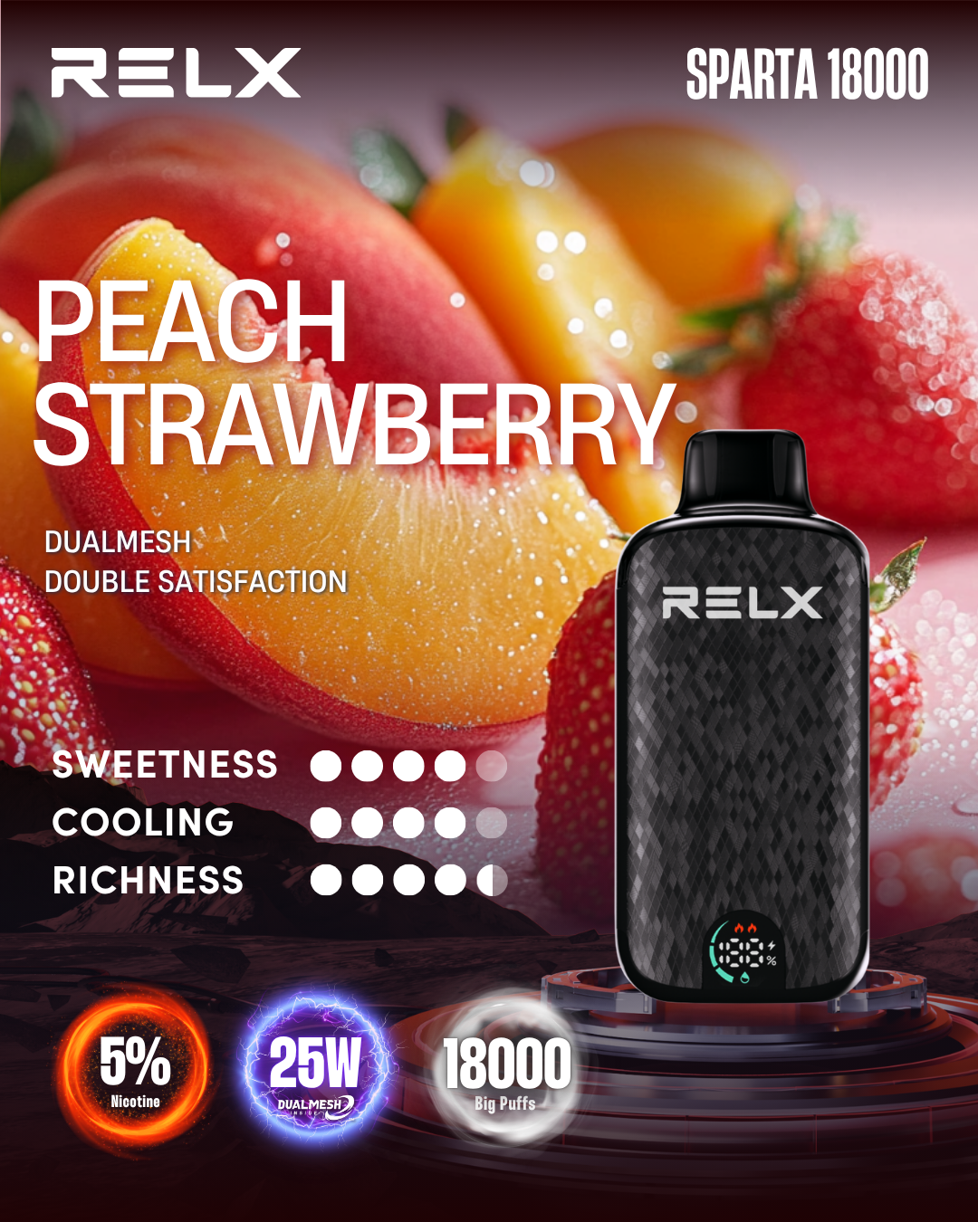 RELX Sparta 18000 Puffs - Peach Strawberry