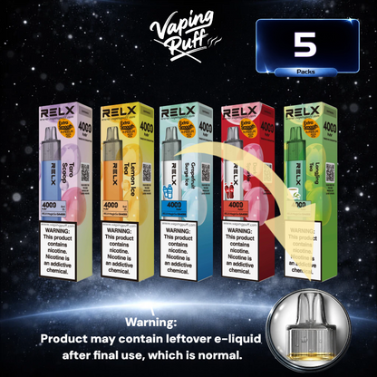 5 x Relx MagicGo 4000 Puffs $144.99 AUD