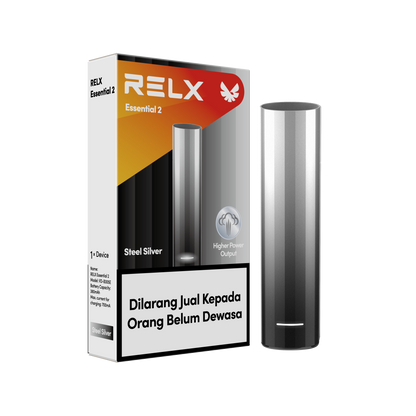 RELX Essential Device 2 – Steel Silver colour, premium pod vape kit for RELX cartridges. VapingPuff offers Melbourne same-day delivery & fast Australia-wide express.
