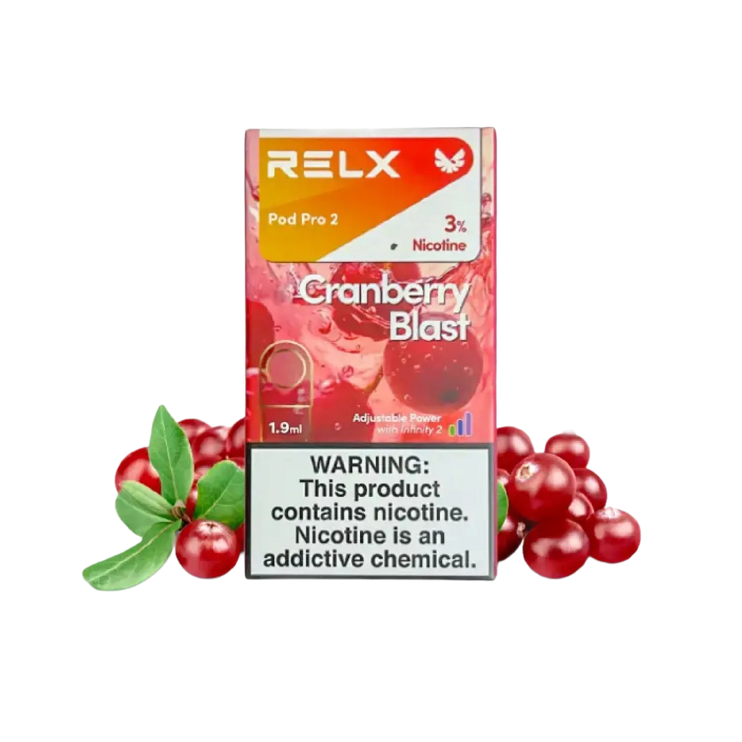 RELX Pod 650 puffs disposable vape in Cranberry Blast – buy online at VapingPuff Australia.