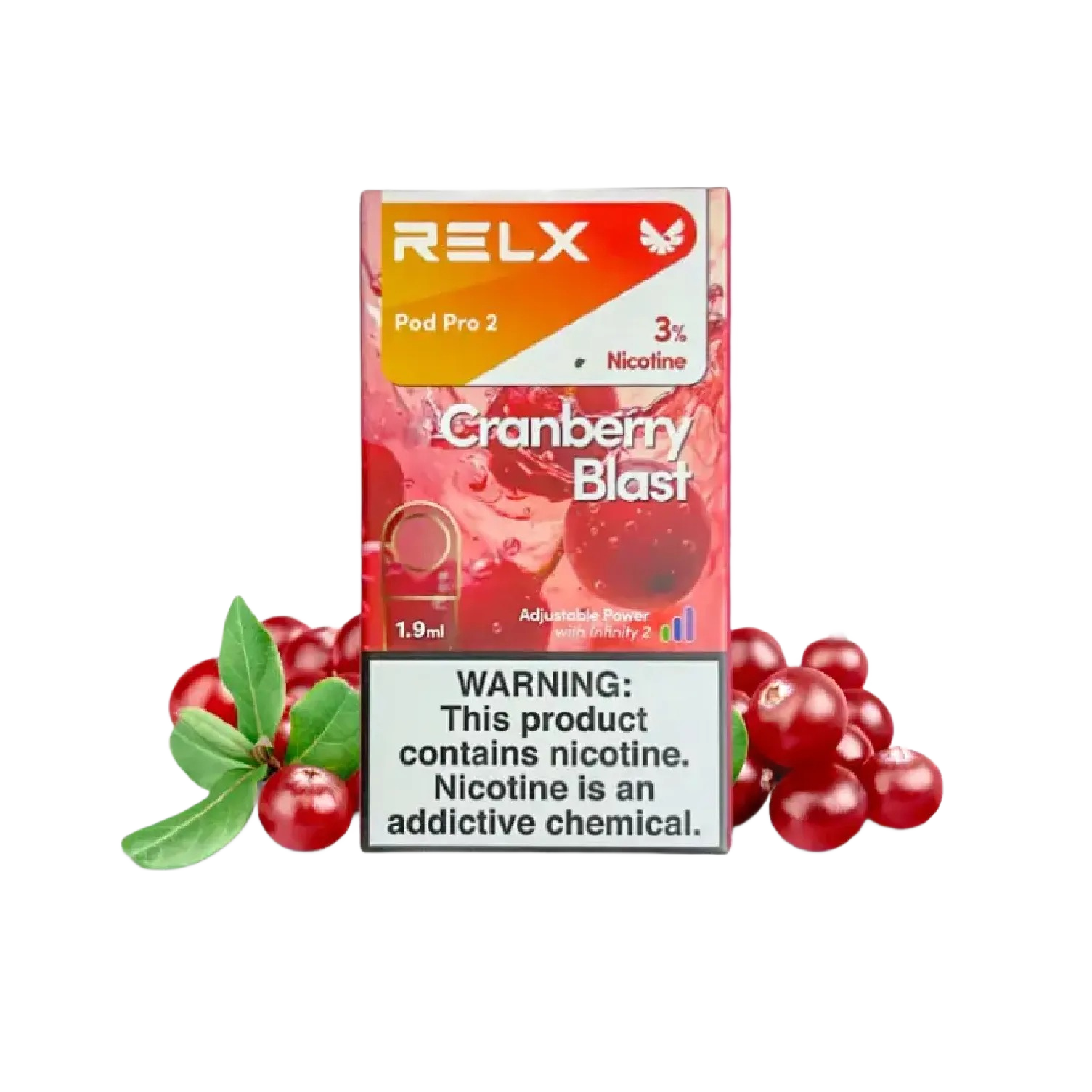 RELX Pod 650 puffs disposable vape in Cranberry Blast – buy online at VapingPuff Australia.