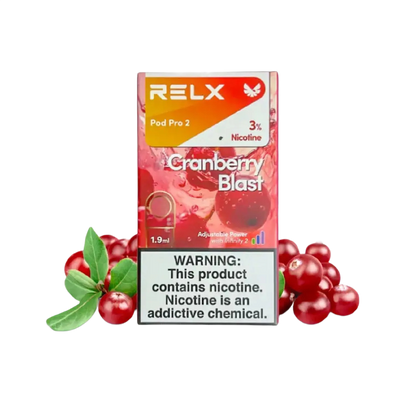 RELX Pod 650 puffs disposable vape in Cranberry Blast – buy online at VapingPuff Australia.